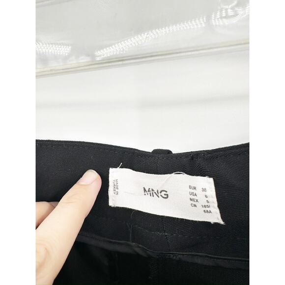 Mango Solid Black Wide Leg Criss Cross Crepe Trouser Pants Women’s Size 6 - Picture 7 of 7